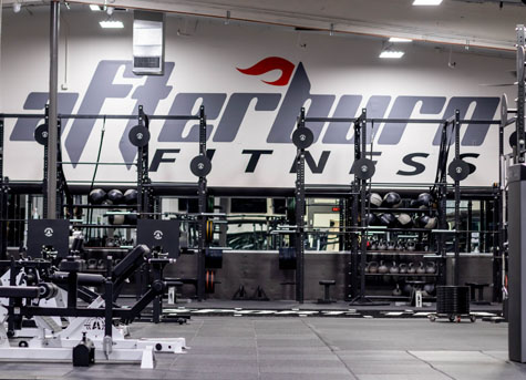 Weight rack in the gym at Afterburn Fitness Manhattan Beach