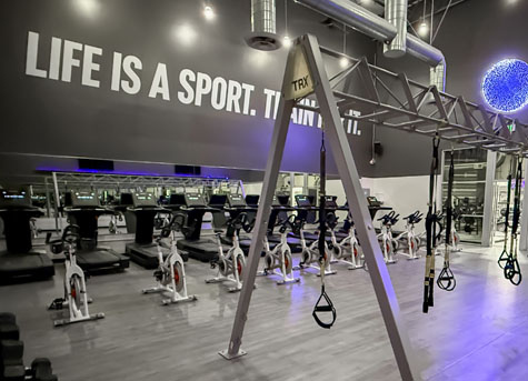 Afterburn Fitness, Spin room, spin bikes, group fitness classes